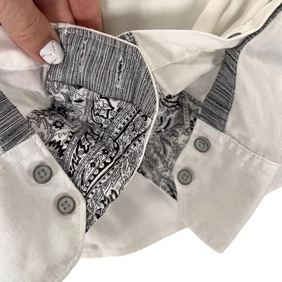 Robert Graham White Button Up LS Shirt Contrasting Collar Cuffs Classic - Picture 4 of 16